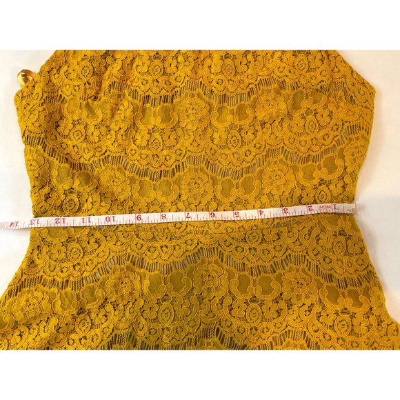 Love & Fire Womens Fit & Flare Lace Mini Dress Sleeveless Back Zip Yellow Size M - Picture 5 of 8